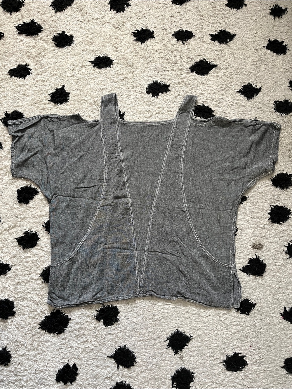 Tienda Ho ONE SIZE Gray Scoop Neck Short Sleeve Women's Top
